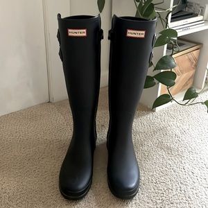 Tall Hunter Rain Boots with Calf Strap